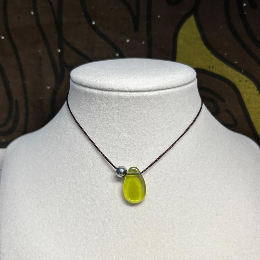 Stainless steel czech glass brown cord choker boho dainty necklace minimalist